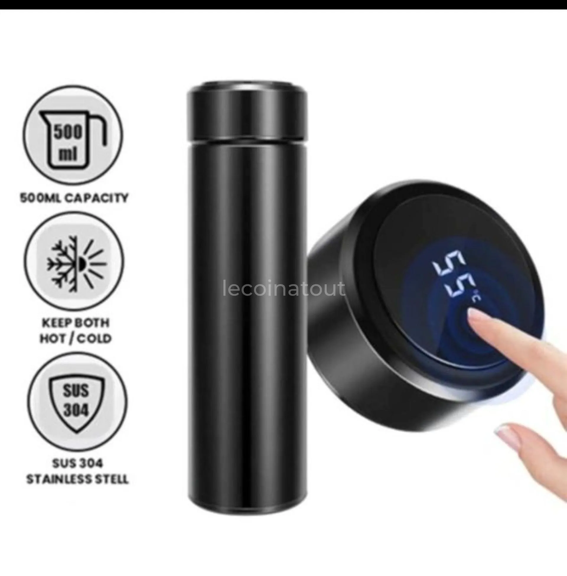 Bouteille Isotherme Intelligente 500 ml avec Écran LED Tactile - Neuf — photo 1, Touba