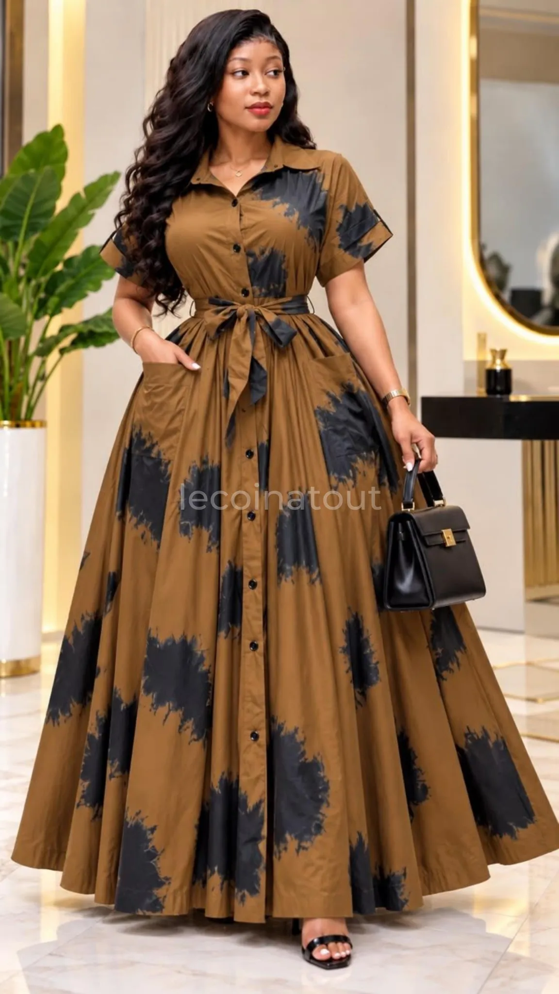 Robe de femme évasée de manches courtes — photo 2, Pikine