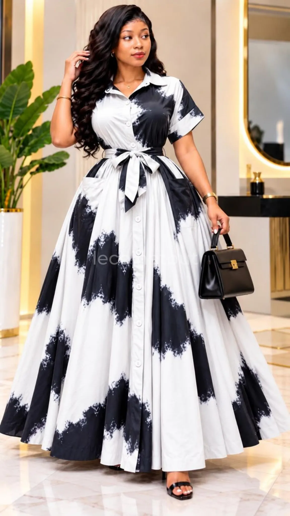 Robe de femme évasée de manches courtes — photo 4, Pikine