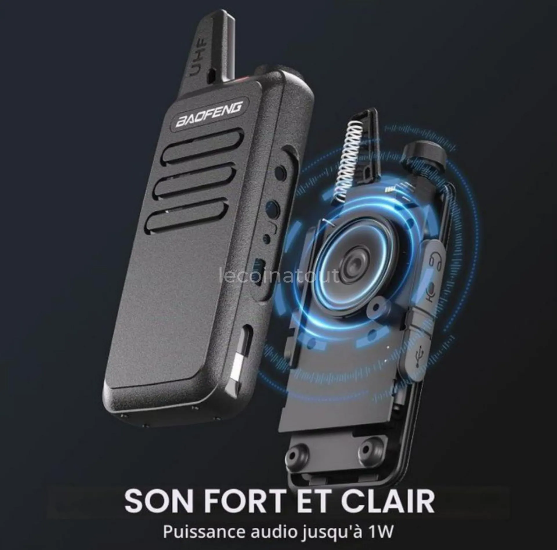 Pack de 4 Talkie walkie pro 16 canaux bidirectionnel 5km-BAOFENG T22 — photo 1, Guédiawaye