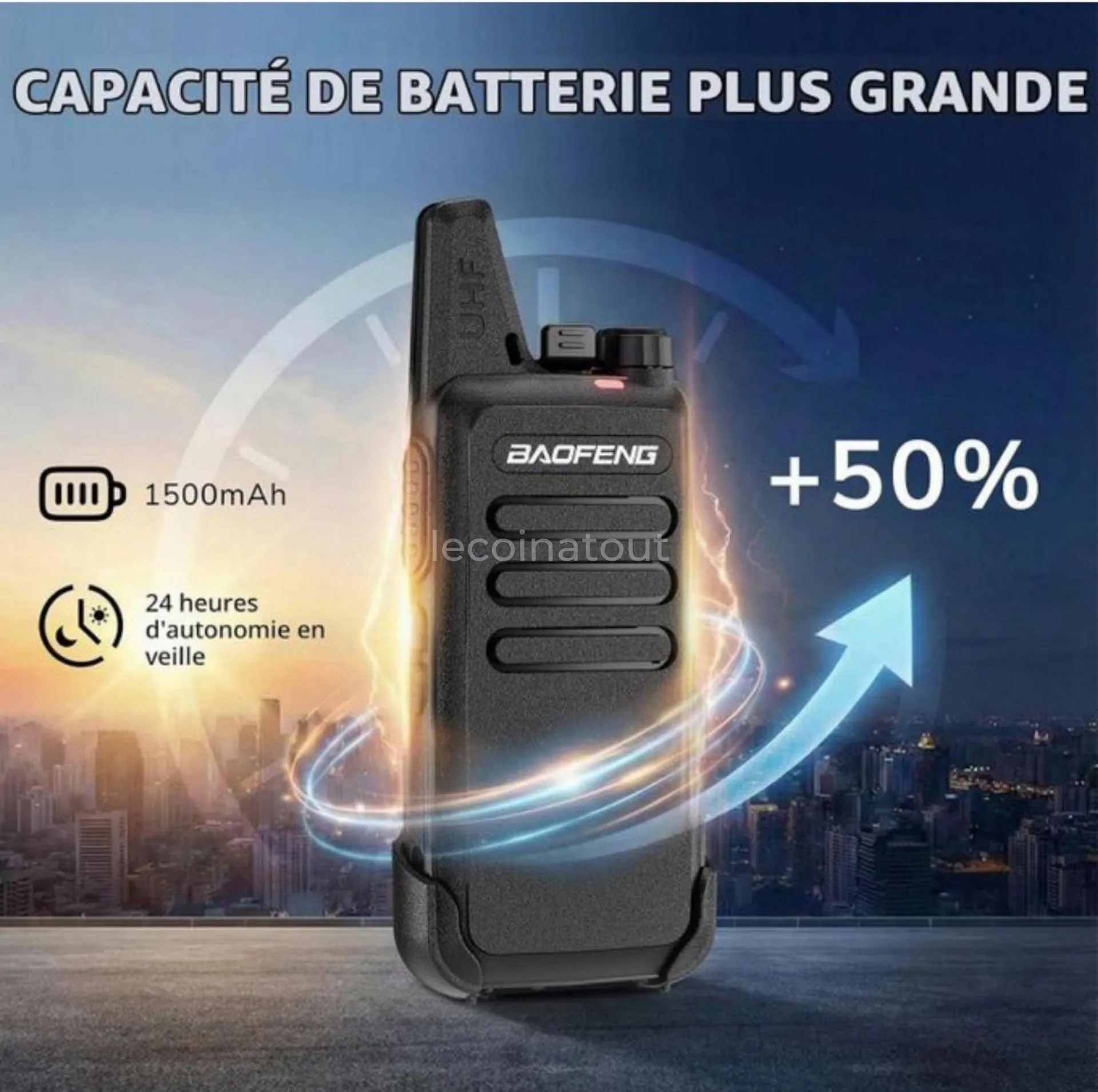 Pack de 4 Talkie walkie pro 16 canaux bidirectionnel 5km-BAOFENG T22 — photo 4, Guédiawaye