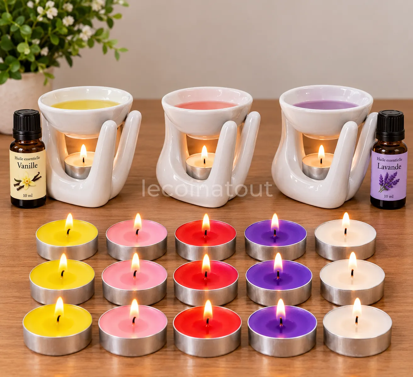 Coffret parfum d'ambiance — 01 brûle‑parfum, 15 bougies & 2 huiles (noir / blanc) — photo 4, Dakar