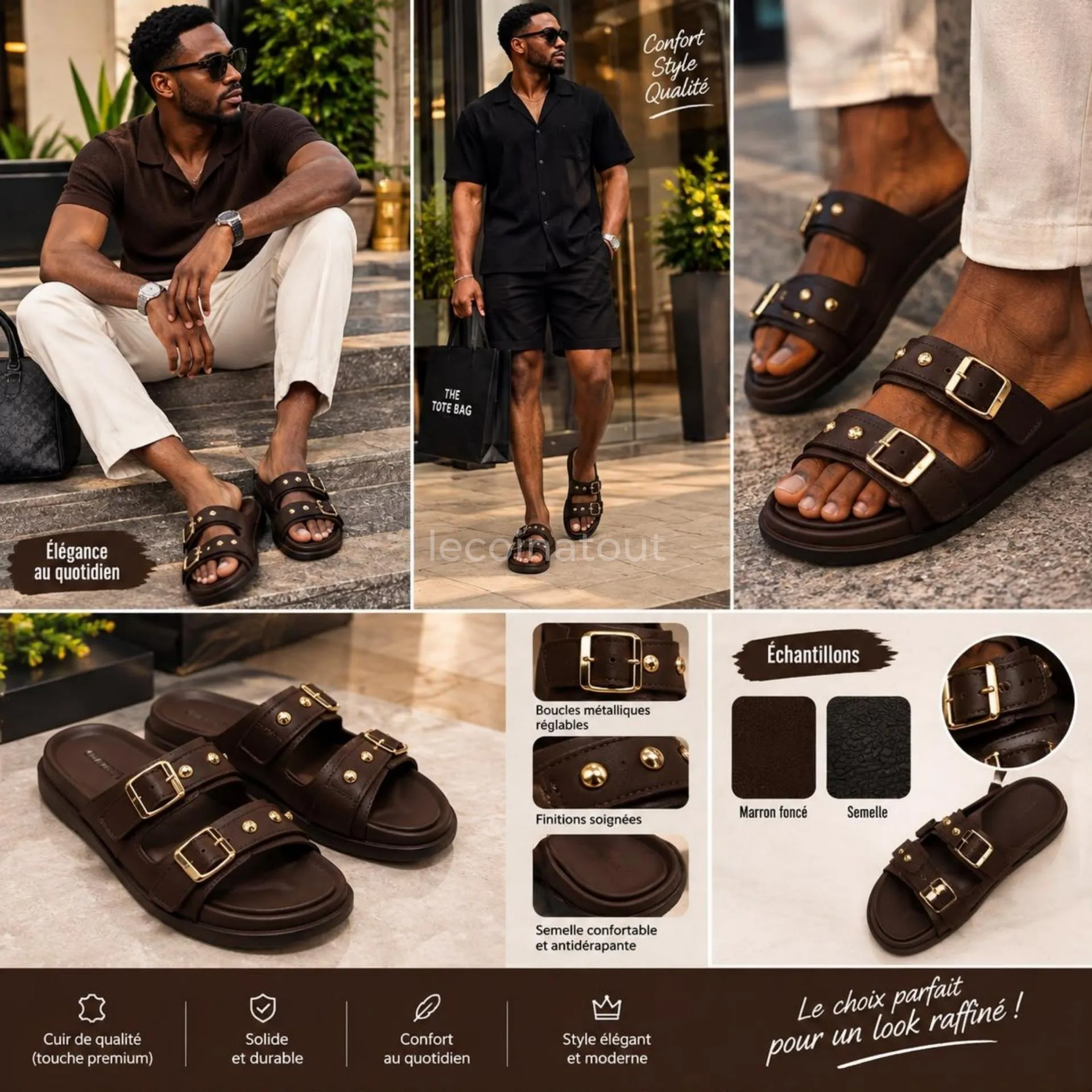 Sandales Homme Chic à Boucles Dorées - Cuir & Confort Neuf — photo 3, Dakar