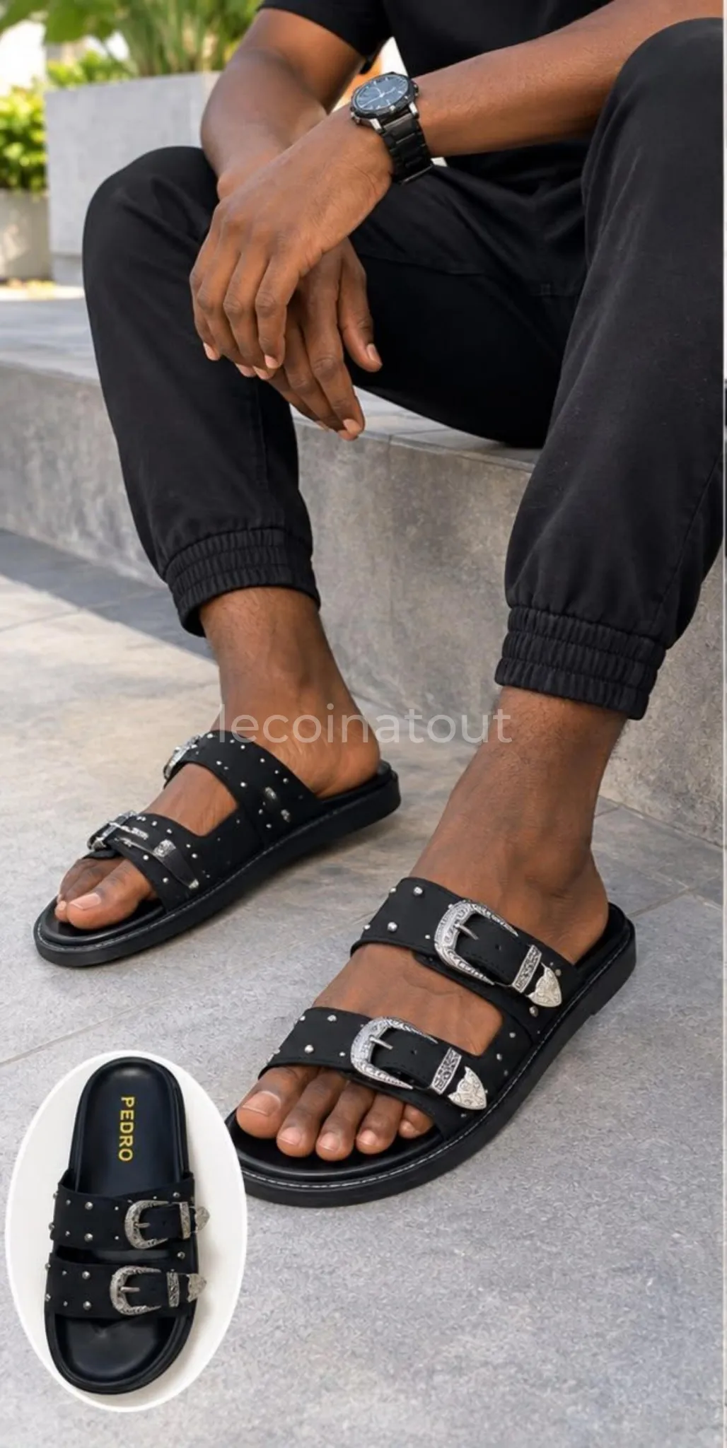 Sandales Homme Pedro à Boucles et Rivets - Plusieurs Coloris Neufs — photo 1, Dakar