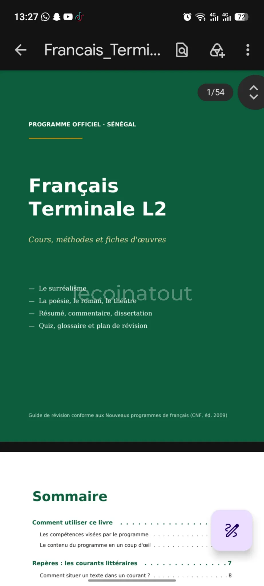 Fascicule Français L2 — photo 1, Dakar