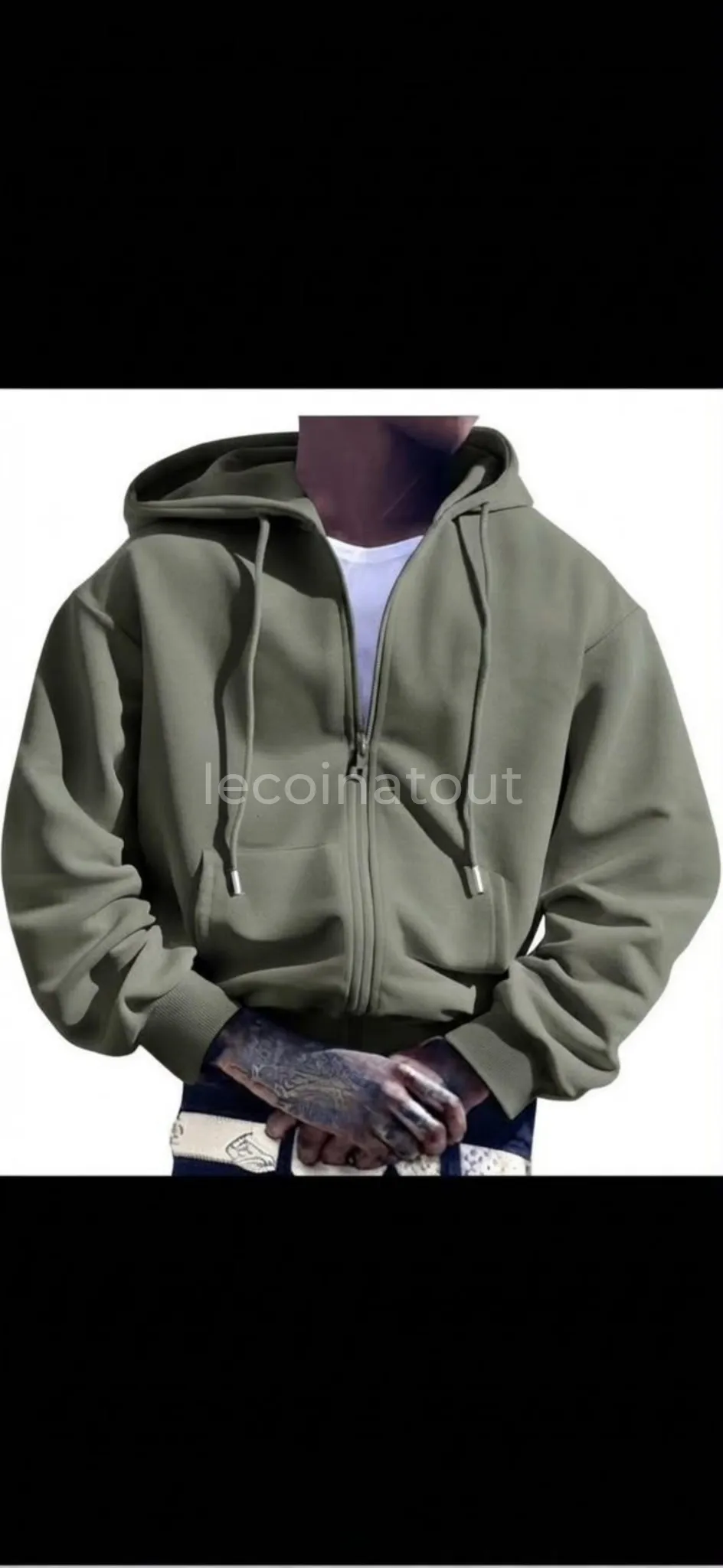 Sweat à Capuche Zippé Homme Coupe Oversize - Bon État — photo 2, Dakar