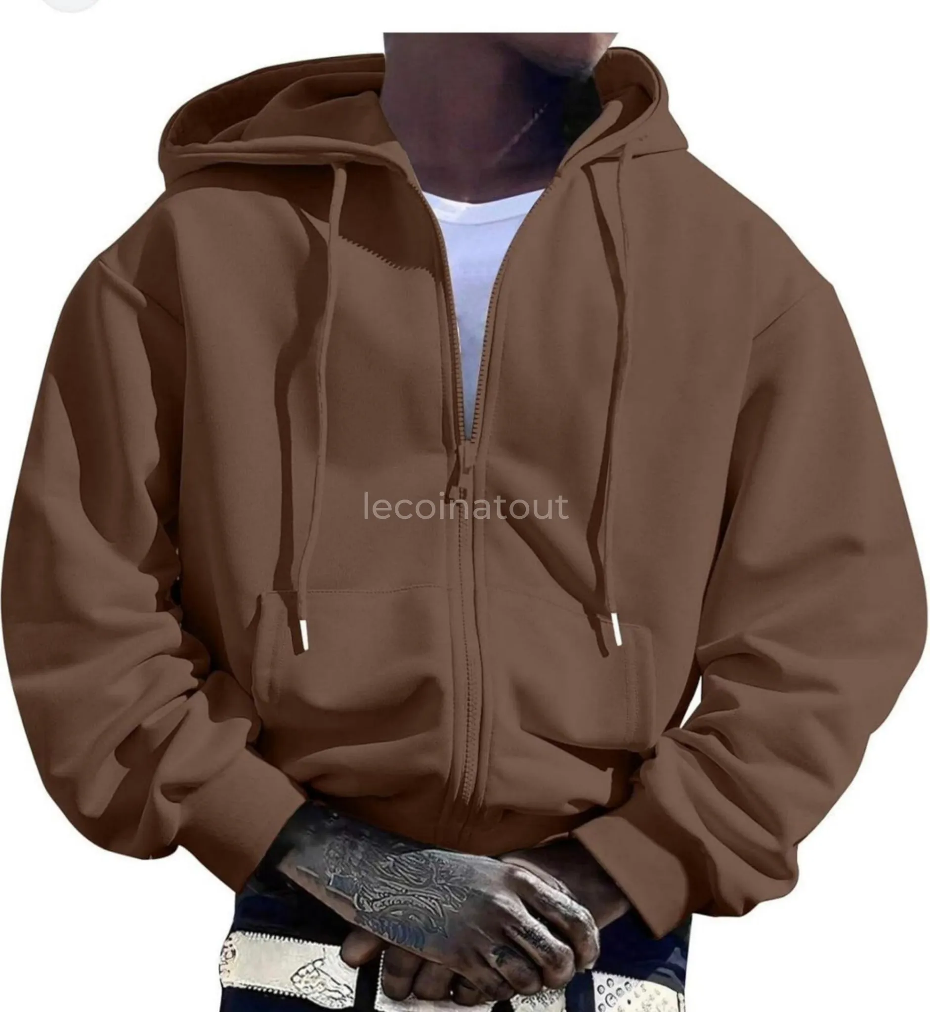 Sweat à Capuche Zippé Homme Coupe Oversize - Bon État — photo 4, Dakar