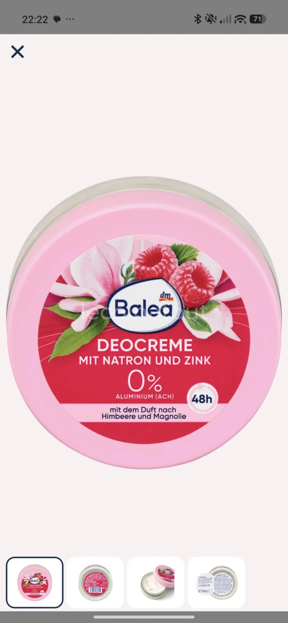 Crème Déodorante Balea 50ml 48h Sans Aluminium Sensitive & Framboise — photo 2, Dakar